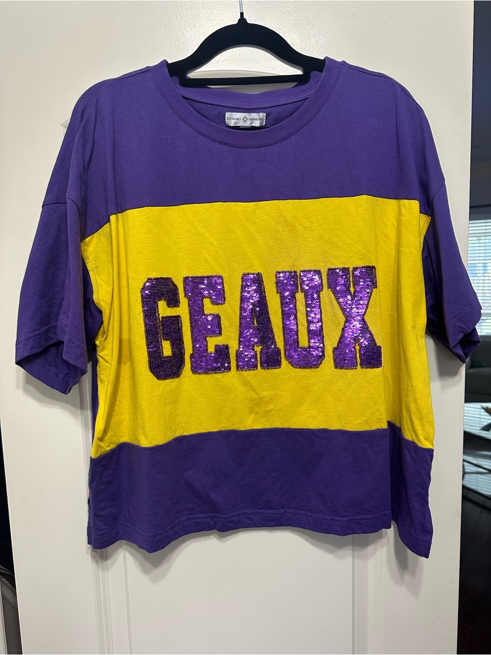 Purple and Yellow 'GEAUX' Crop Top